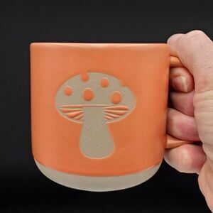 Vtg Sunshine Studios Retro Mushroom Ceramic Coffee Mug Brown/ Orange Spice Color